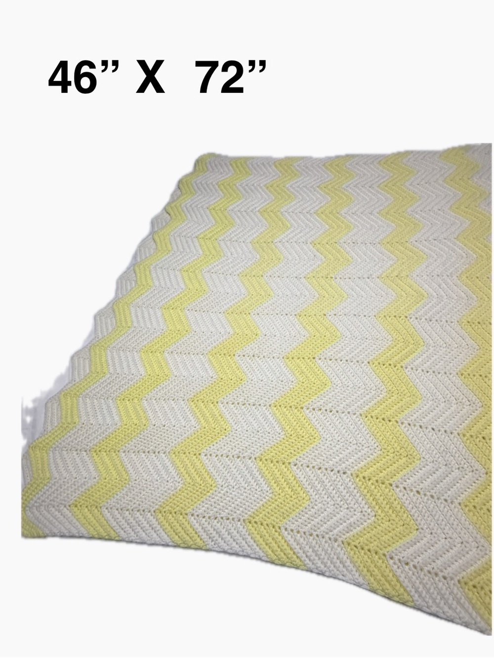 Vintage Handmade Crochet Chevron Afghan
Throw Blanket Yellow White 72x46